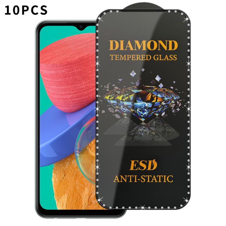 For Samsung Galaxy M33 5G 10pcs Full-Screen Diamond-Studded Silkscreen High-Definition Anti-Static Tempered Glass Film