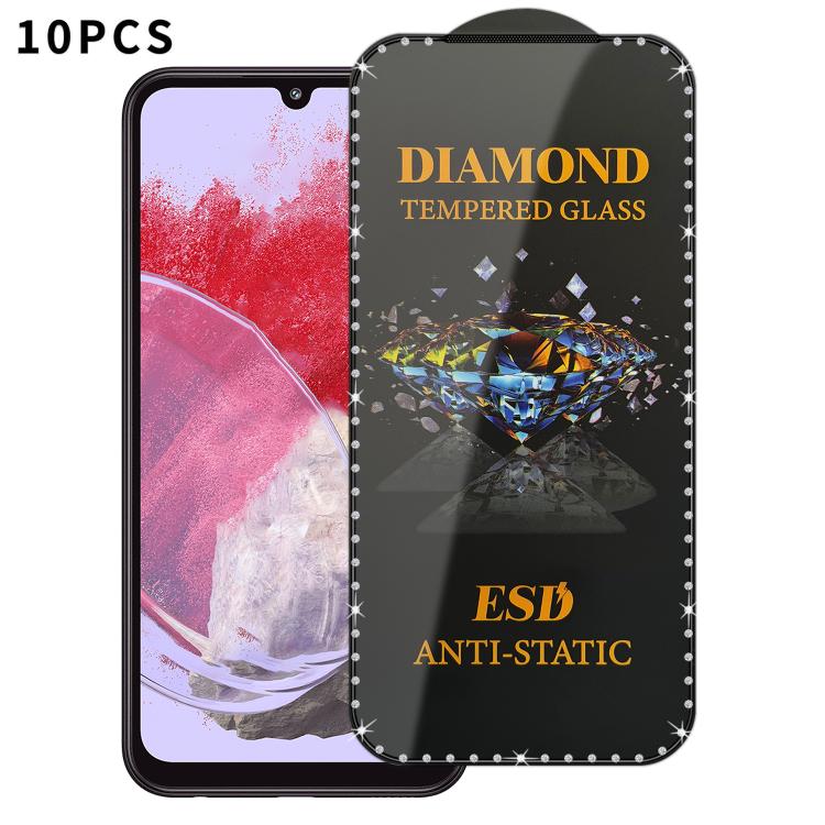For Samsung Galaxy M34 5G 10pcs Full-Screen Diamond-Studded Silkscreen High-Definition Anti-Static Tempered Glass Film