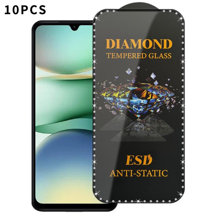 For Redmi A5 4G 171.7mm 10pcs Full-Screen Diamond-Studded Silkscreen High-Definition Anti-Static Tempered Glass Film