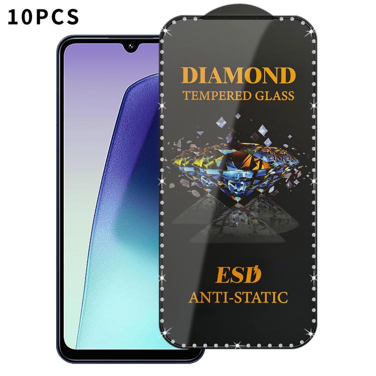 For Redmi 14C 5G 10pcs Full-Screen Diamond-Studded Silkscreen High-Definition Anti-Static Tempered Glass Film