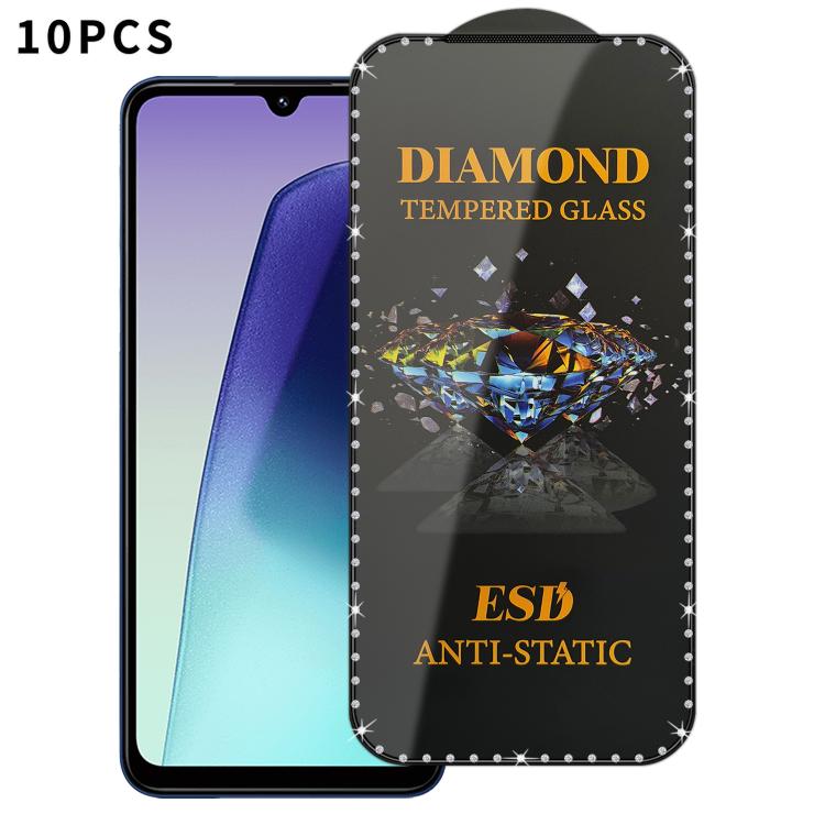 For Redmi 14R 10pcs Full-Screen Diamond-Studded Silkscreen High-Definition Anti-Static Tempered Glass Film