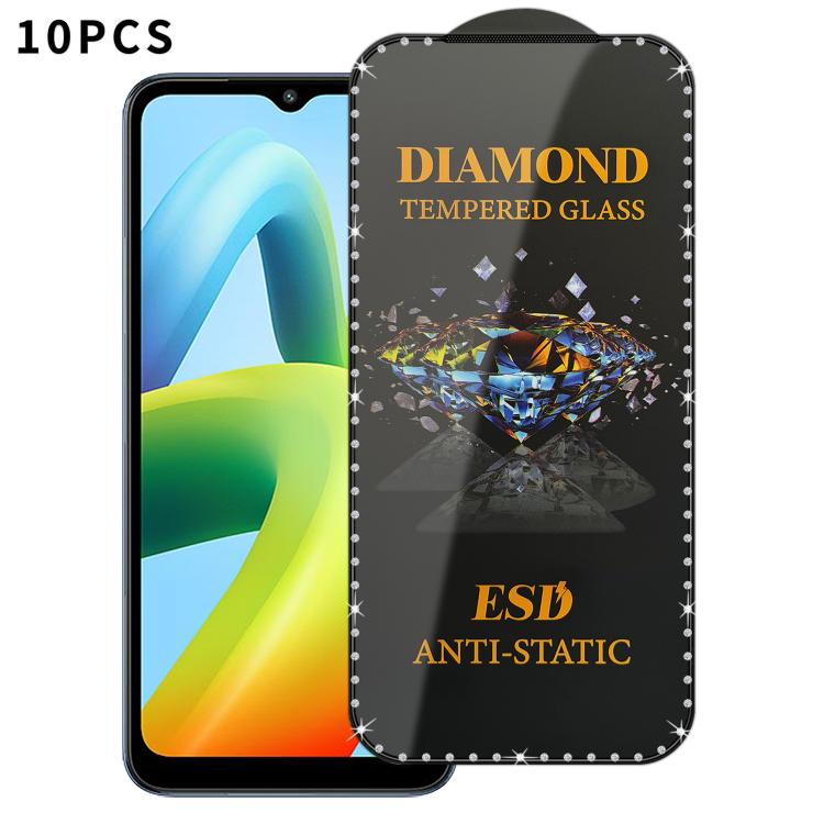 For Xiaomi Poco C50 10pcs Full-Screen Diamond-Studded Silkscreen High-Definition Anti-Static Tempered Glass Film