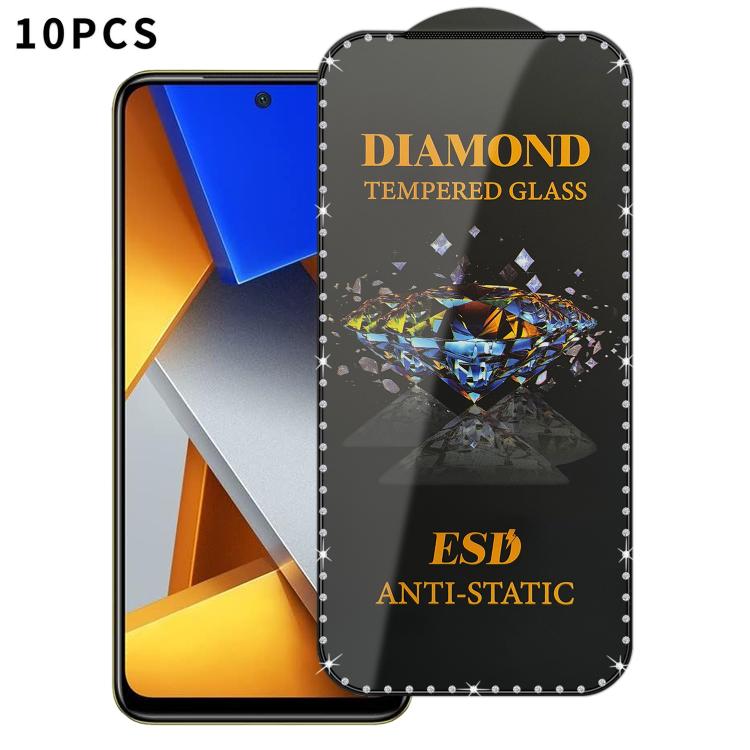 For Xiaomi Poco M4 Pro 4G 10pcs Full-Screen Diamond-Studded Silkscreen High-Definition Anti-Static Tempered Glass Film