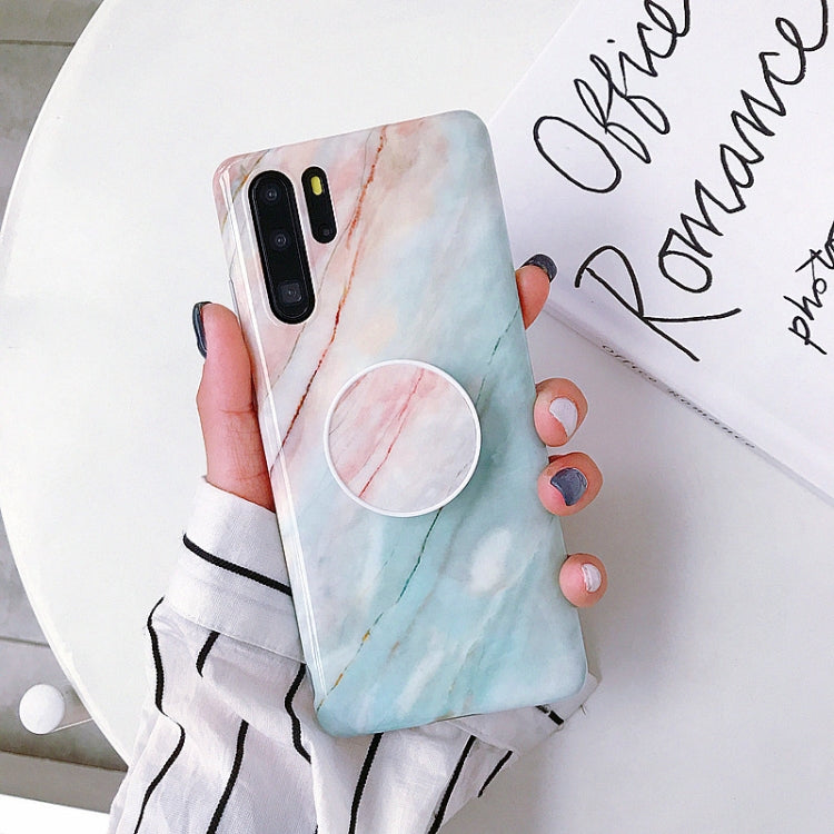 Glossy Marble Folding Bracket Anti-drop TPU Case for Huawei P30 Pro