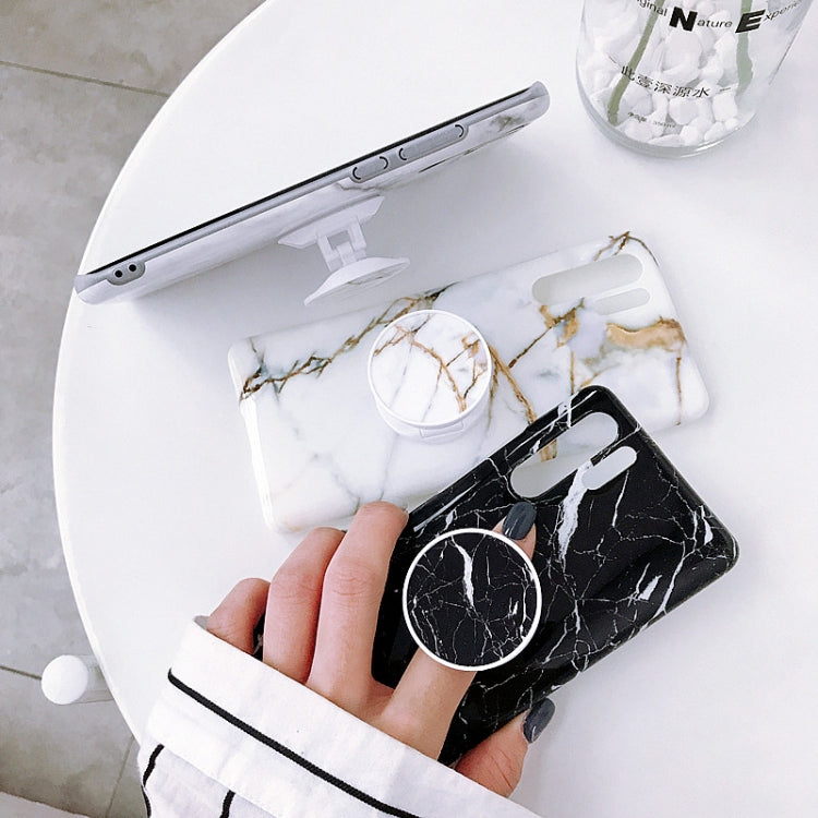 Glossy Marble Folding Bracket Anti-drop TPU Case for Huawei P30 Pro