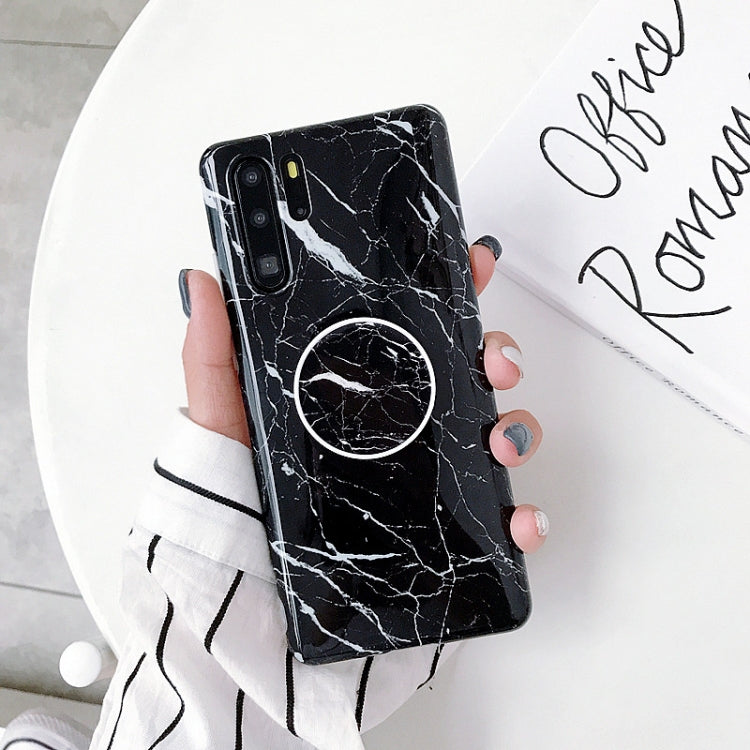 Glossy Marble Folding Bracket Anti-drop TPU Case for Huawei P30 Pro