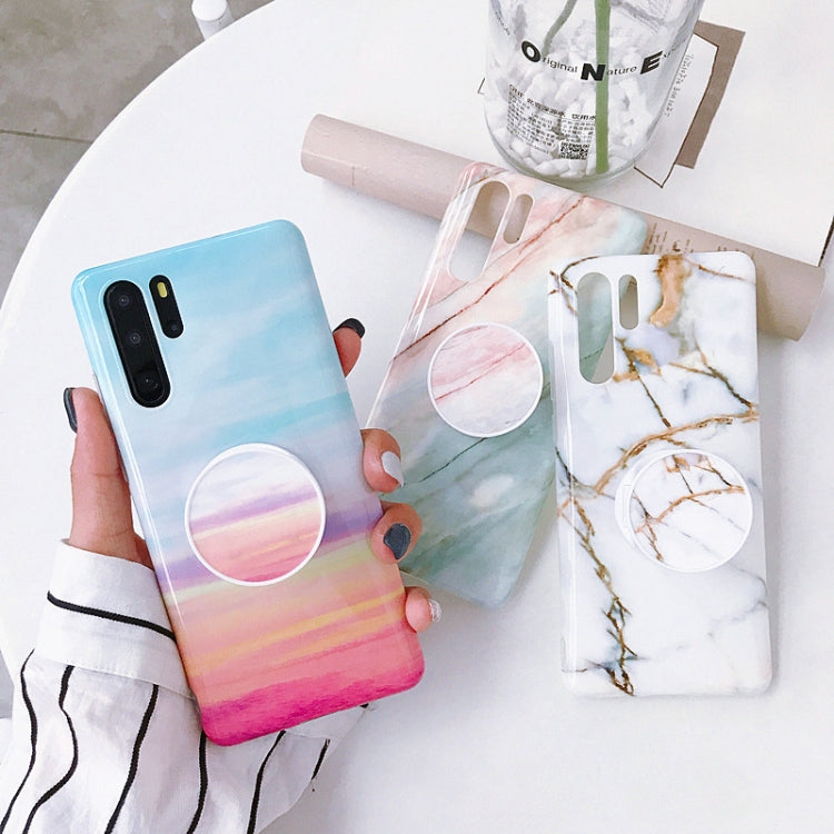 Glossy Marble Folding Bracket Anti-drop TPU Case for Huawei P30 Pro