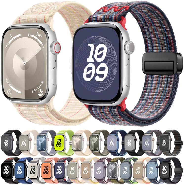 For Apple Watch 46mm / 49mm / 45mm / 44mm Magnetic Buckle Loop Nylon Watch Band