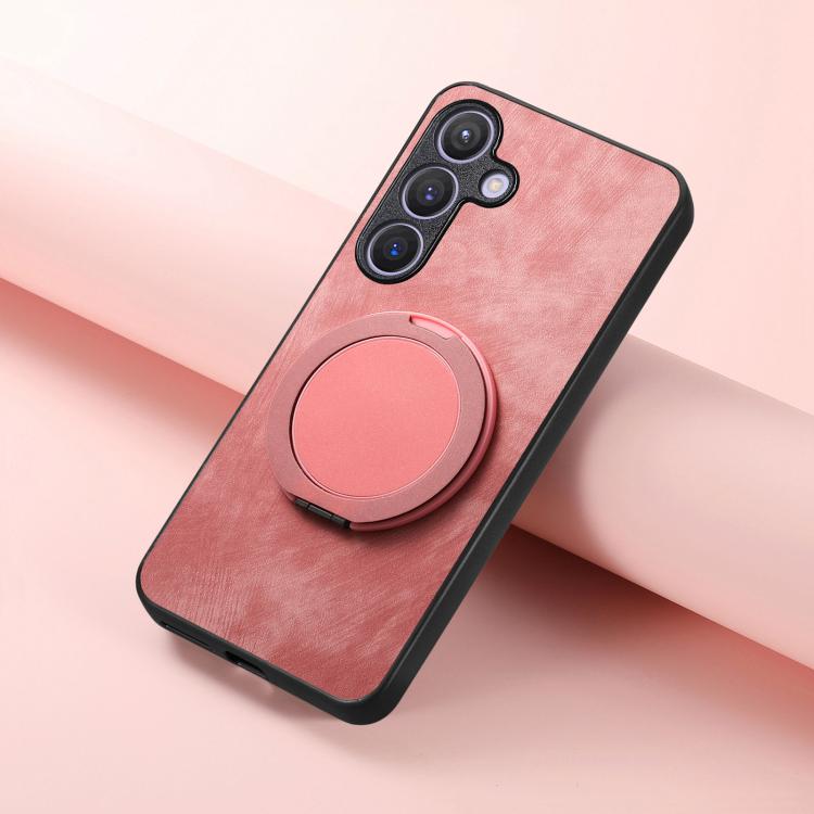 For Samsung Galaxy A36 5G Retro Leather Rotation Round Holder Phone Case