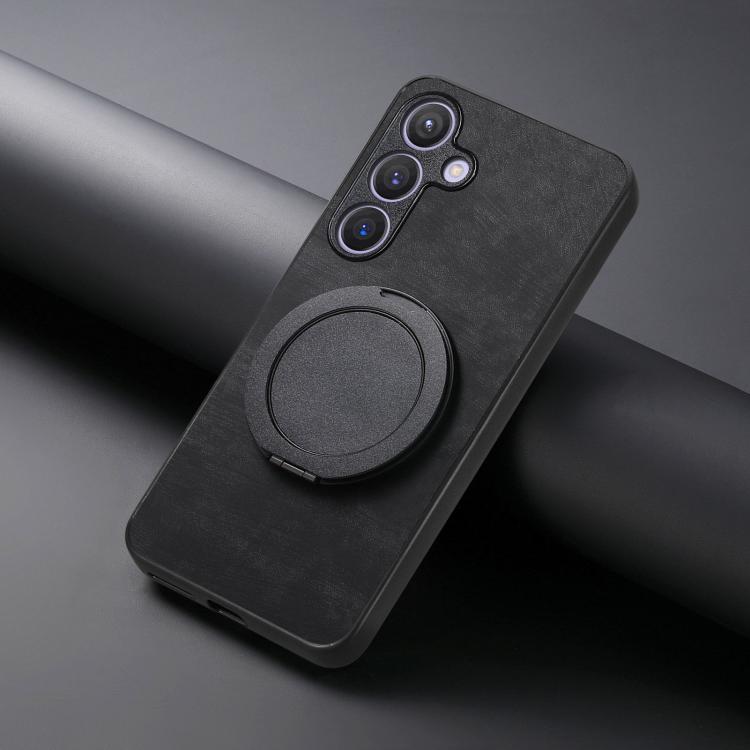For Samsung Galaxy A36 5G Retro Leather Rotation Round Holder Phone Case