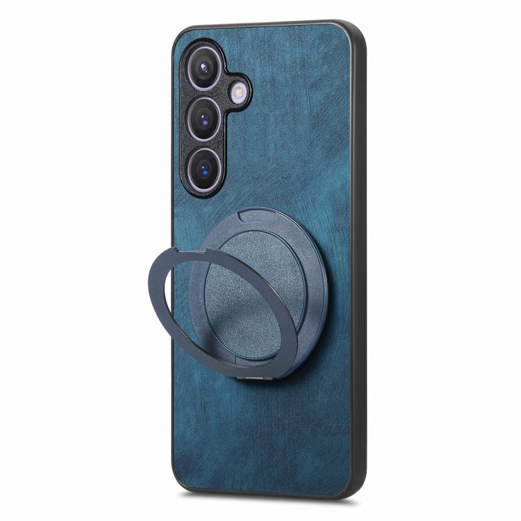 For Samsung Galaxy A36 5G Retro Leather Rotation Round Holder Phone Case