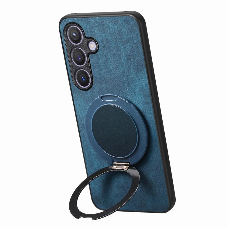 For Samsung Galaxy A36 5G Retro Leather Rotation Round Holder Phone Case