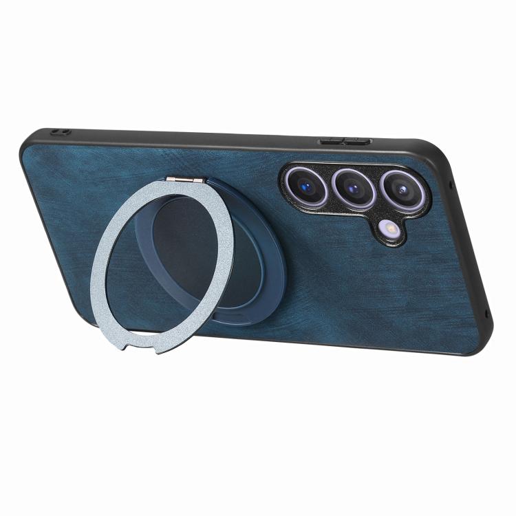 For Samsung Galaxy A36 5G Retro Leather Rotation Round Holder Phone Case
