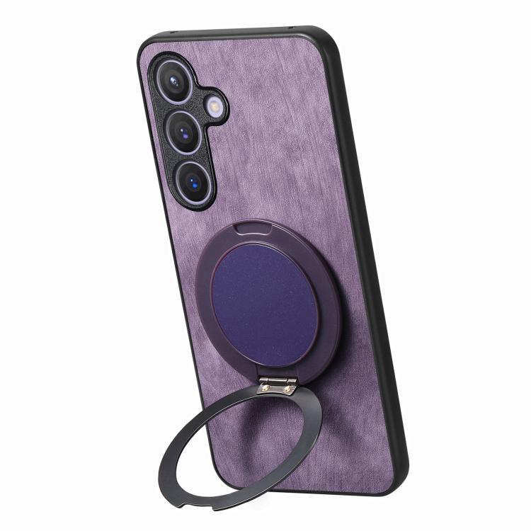 For Samsung Galaxy A36 5G Retro Leather Rotation Round Holder Phone Case