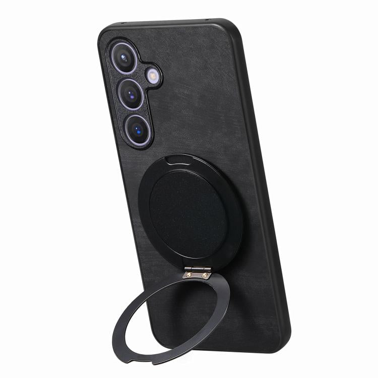 For Samsung Galaxy A56 5G Retro Leather Rotation Round Holder Phone Case