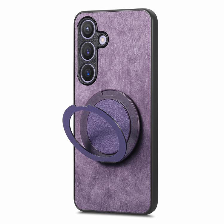 For Samsung Galaxy A56 5G Retro Leather Rotation Round Holder Phone Case