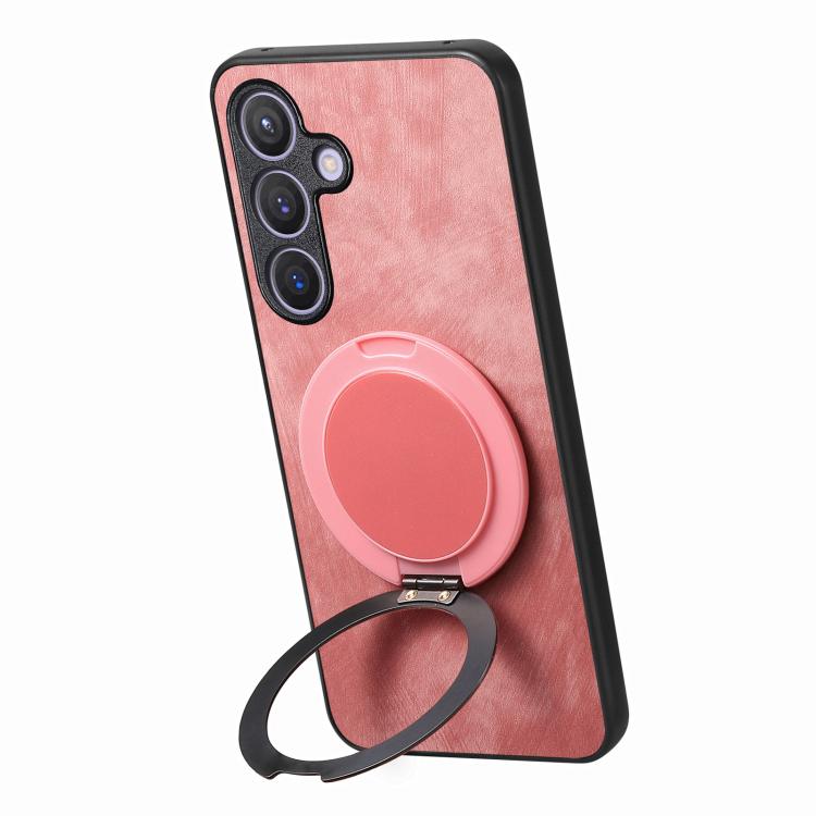 For Samsung Galaxy A37 5G Retro Leather Rotation Round Holder Phone Case