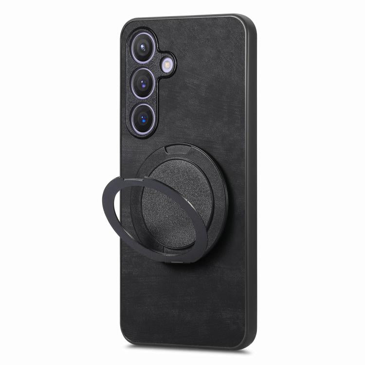 For Samsung Galaxy A37 5G Retro Leather Rotation Round Holder Phone Case