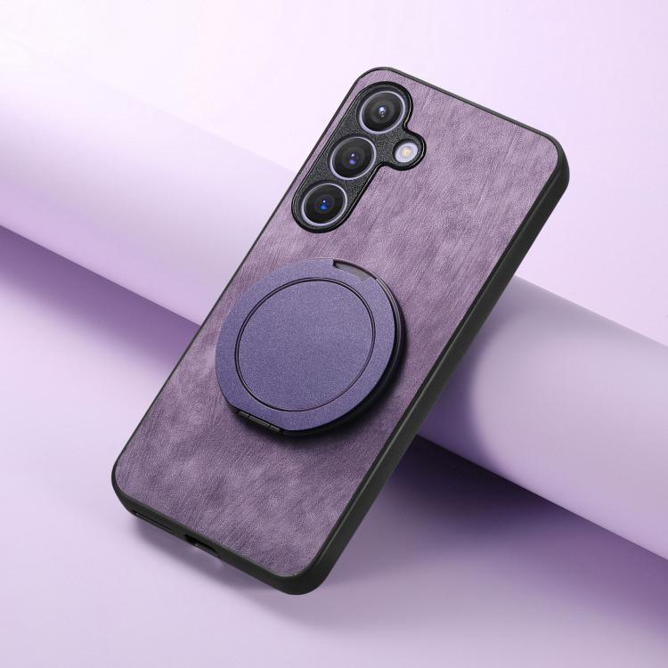 For Samsung Galaxy A37 5G Retro Leather Rotation Round Holder Phone Case
