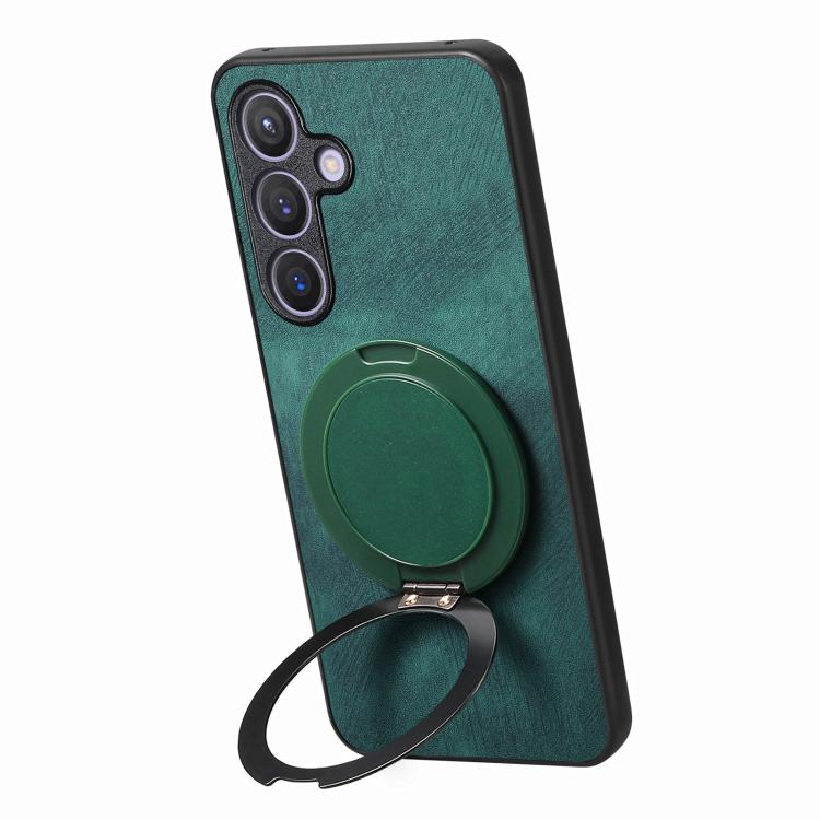 For Samsung Galaxy A37 5G Retro Leather Rotation Round Holder Phone Case