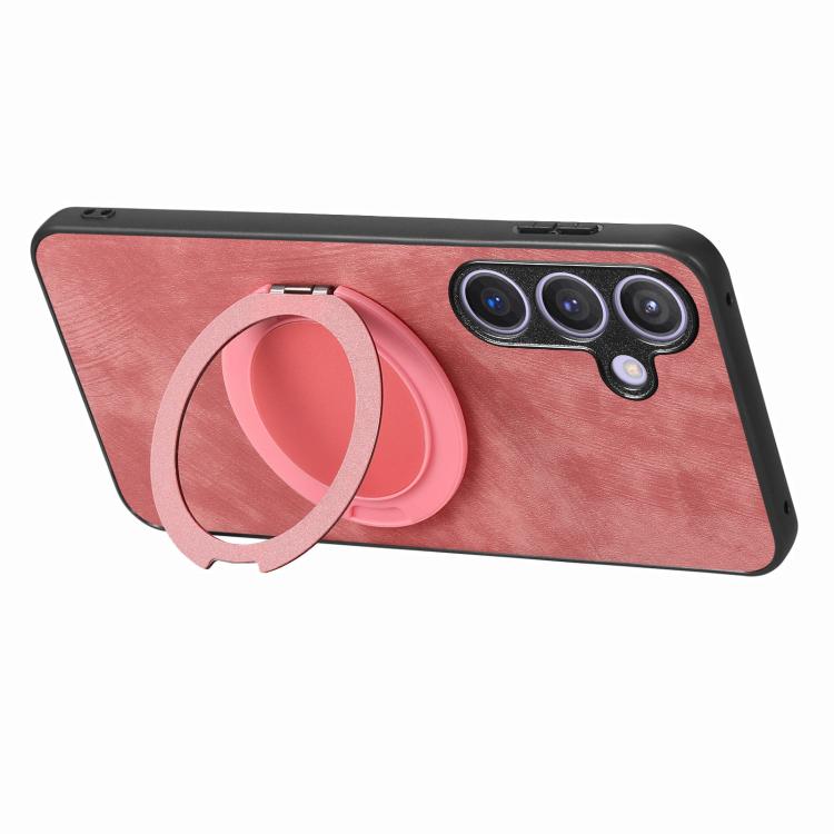 For Samsung Galaxy A57 5G Retro Leather Rotation Round Holder Phone Case