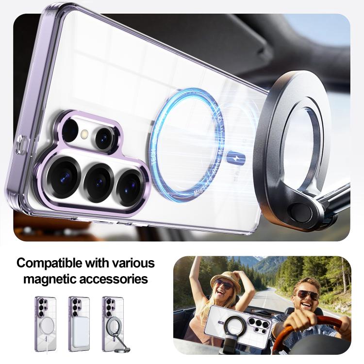 For Samsung Galaxy S26+ 5G Electroplated Cat-Eye Frame Magnetic MagSafe Shockproof Phone Case