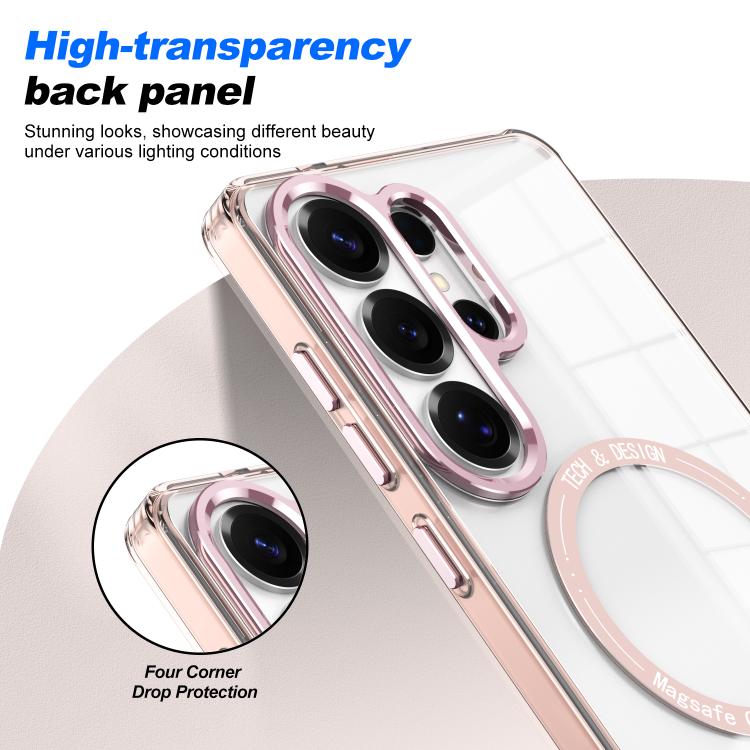 For Samsung Galaxy S26+ 5G Electroplated Cat-Eye Frame Magnetic MagSafe Shockproof Phone Case