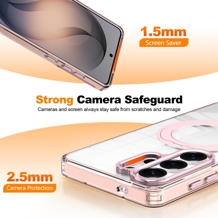 For Samsung Galaxy S25+ 5G Electroplated Cat-Eye Frame Magnetic MagSafe Shockproof Phone Case