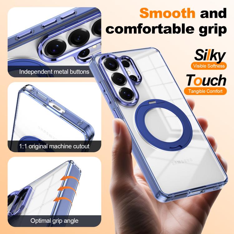 For Samsung Galaxy S25+ 5G Electroplated Cat-Eye Frame Magnetic MagSafe Shockproof Phone Case