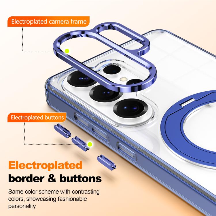 For Samsung Galaxy S25+ 5G Electroplated Cat-Eye Frame Magnetic MagSafe Shockproof Phone Case