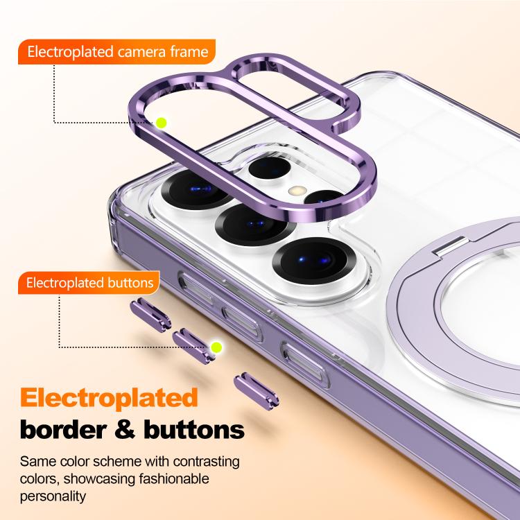 For Samsung Galaxy A35 5G Electroplated Cat-Eye Frame Magnetic MagSafe Shockproof Phone Case