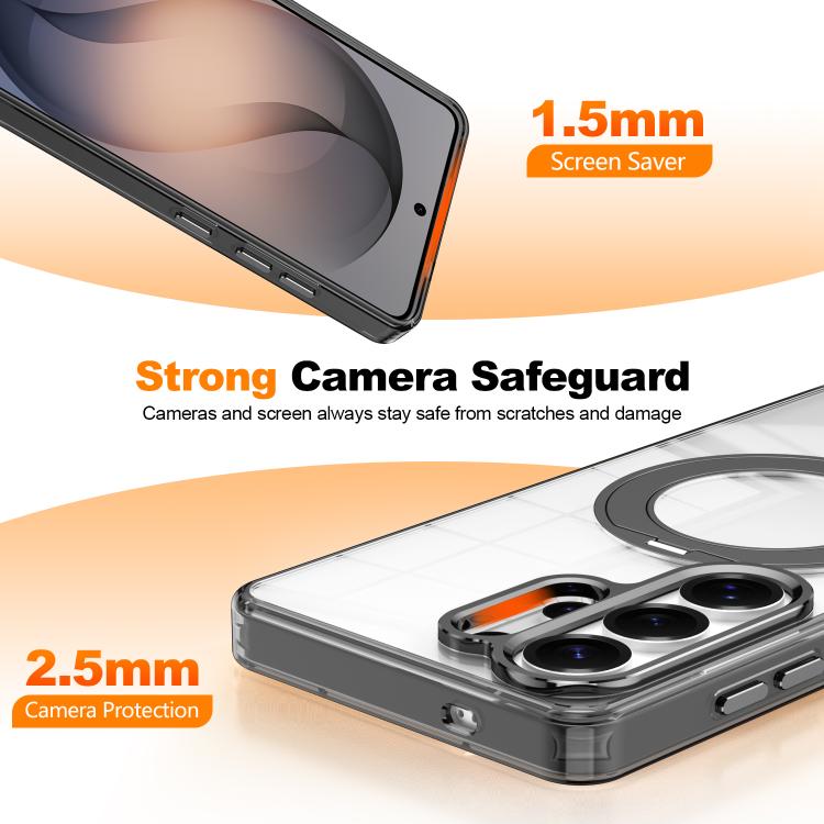 For Samsung Galaxy S24+ 5G Electroplated Cat-Eye Frame Magnetic MagSafe Shockproof Phone Case
