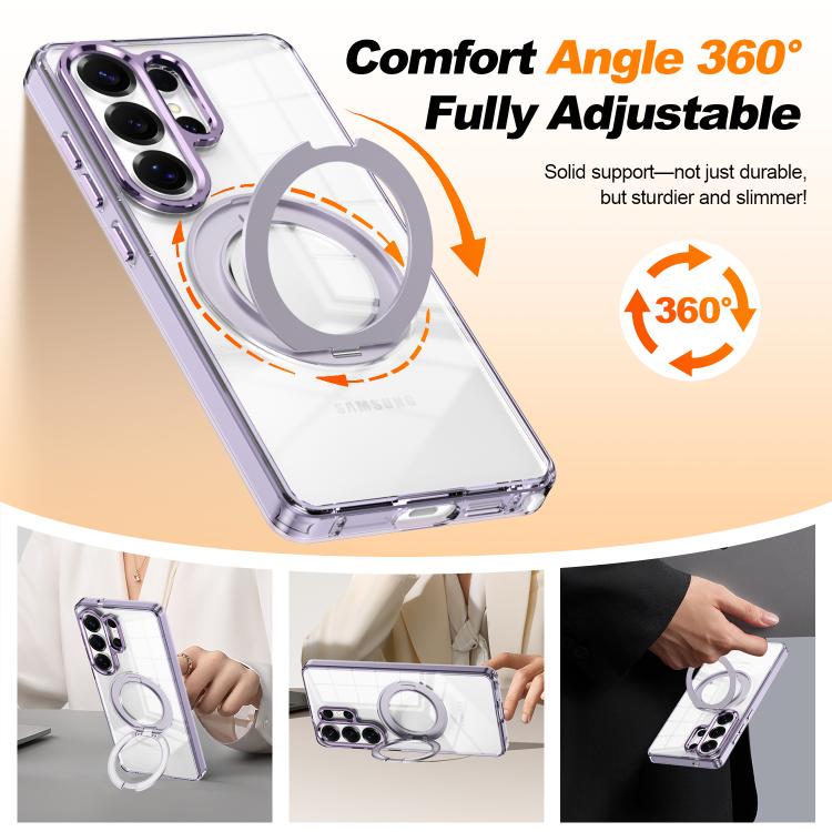 For Samsung Galaxy S24+ 5G Electroplated Cat-Eye Frame Magnetic MagSafe Shockproof Phone Case