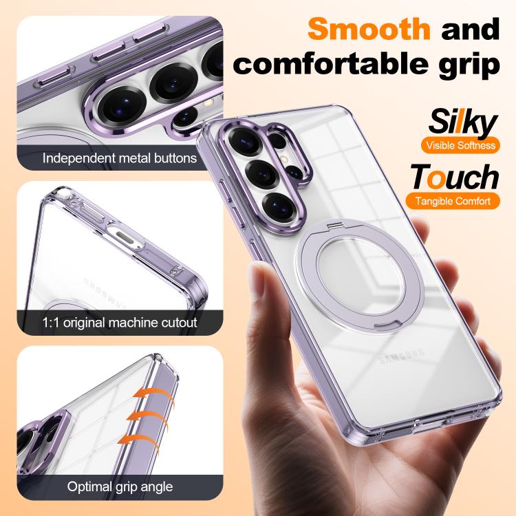 For Samsung Galaxy S24+ 5G Electroplated Cat-Eye Frame Magnetic MagSafe Shockproof Phone Case