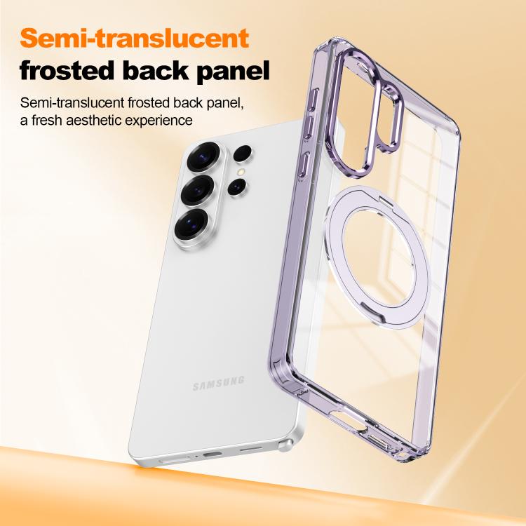 For Samsung Galaxy S24+ 5G Electroplated Cat-Eye Frame Magnetic MagSafe Shockproof Phone Case