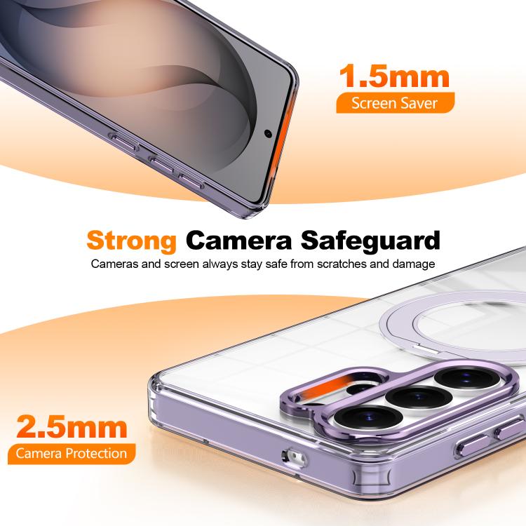 For Samsung Galaxy S24+ 5G Electroplated Cat-Eye Frame Magnetic MagSafe Shockproof Phone Case
