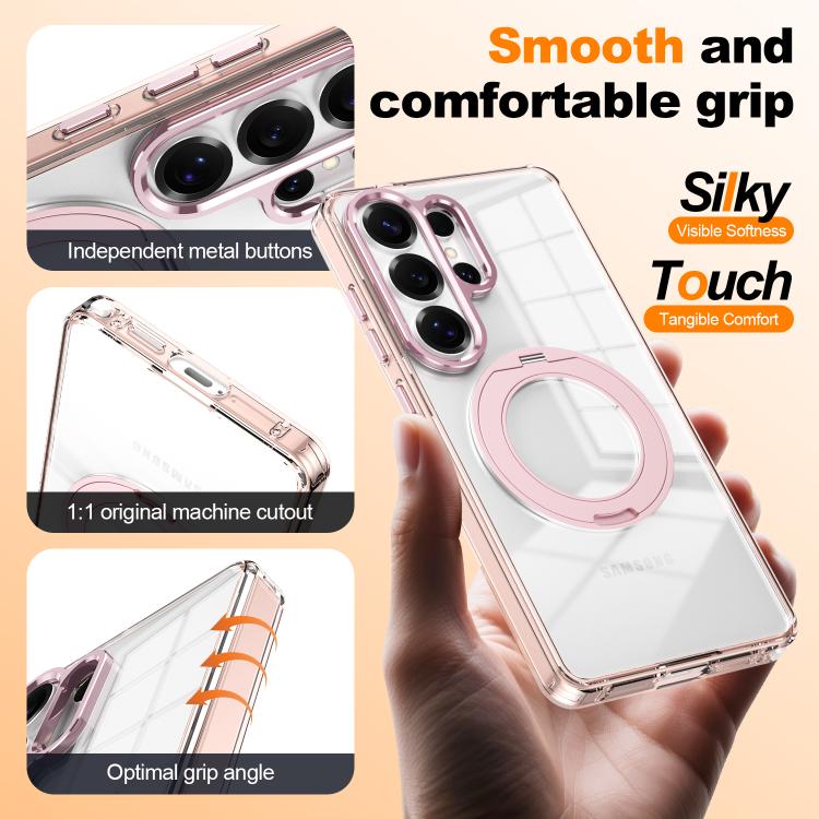 For Samsung Galaxy S24+ 5G Electroplated Cat-Eye Frame Magnetic MagSafe Shockproof Phone Case