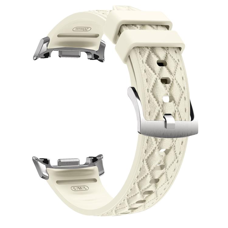 For Samsung Galaxy Watch8 / Watch8 Classic Diamond Texture Vegan Leather Silicone Watch Band
