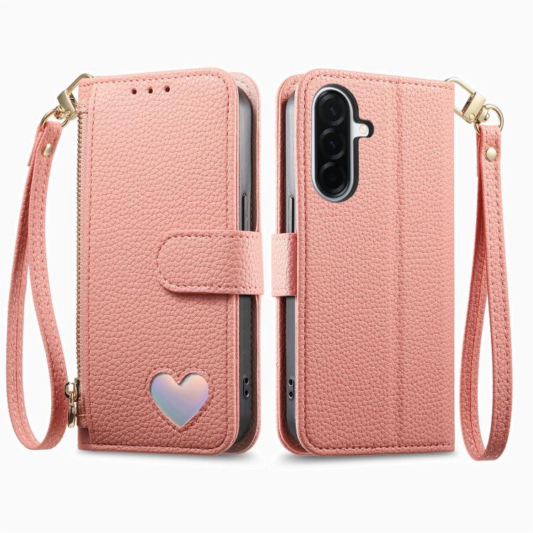 For Samsung Galaxy A37 5G Fantasy Love Heart Zipper Wallet Vegan Leather Phone Case with Strap