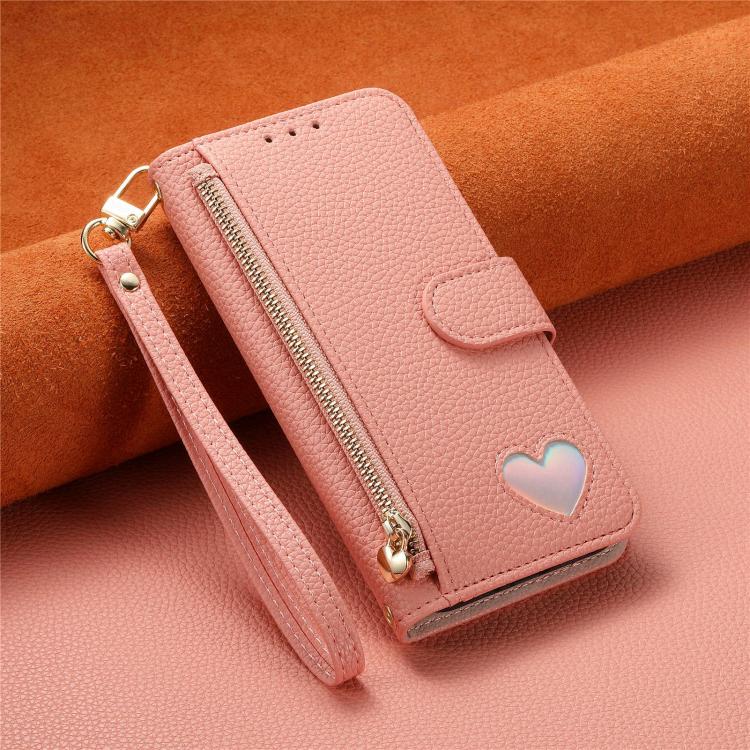 For Samsung Galaxy A37 5G Fantasy Love Heart Zipper Wallet Vegan Leather Phone Case with Strap