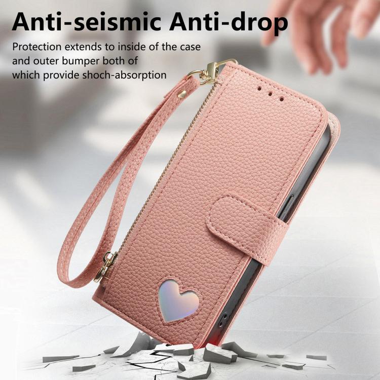 For Samsung Galaxy M36 5G Fantasy Love Heart Zipper Wallet Vegan Leather Phone Case with Strap