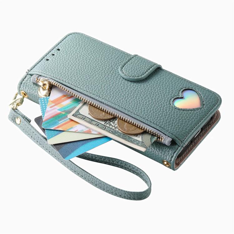 For Samsung Galaxy A26 5G Fantasy Love Heart Zipper Wallet Vegan Leather Phone Case with Strap