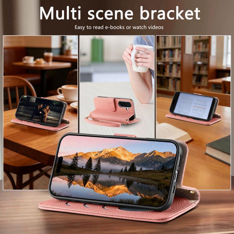 For Samsung Galaxy A55 5G Fantasy Love Heart Zipper Wallet Vegan Leather Phone Case with Strap
