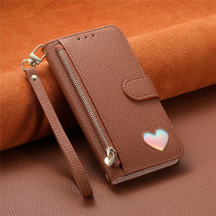 For Samsung Galaxy A05s Fantasy Love Heart Zipper Wallet Vegan Leather Phone Case with Strap