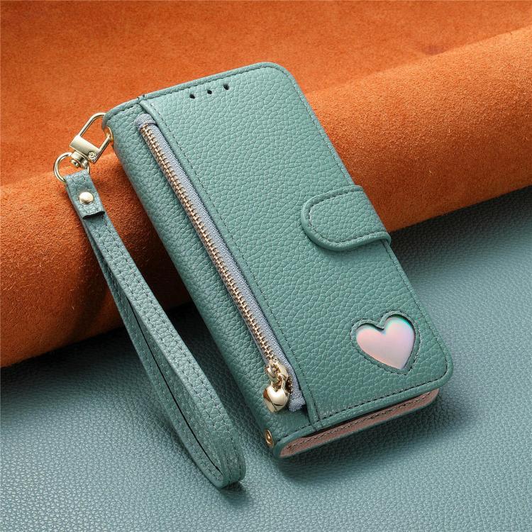 For Samsung Galaxy A05s Fantasy Love Heart Zipper Wallet Vegan Leather Phone Case with Strap