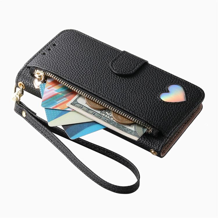 For Samsung Galaxy A05s Fantasy Love Heart Zipper Wallet Vegan Leather Phone Case with Strap