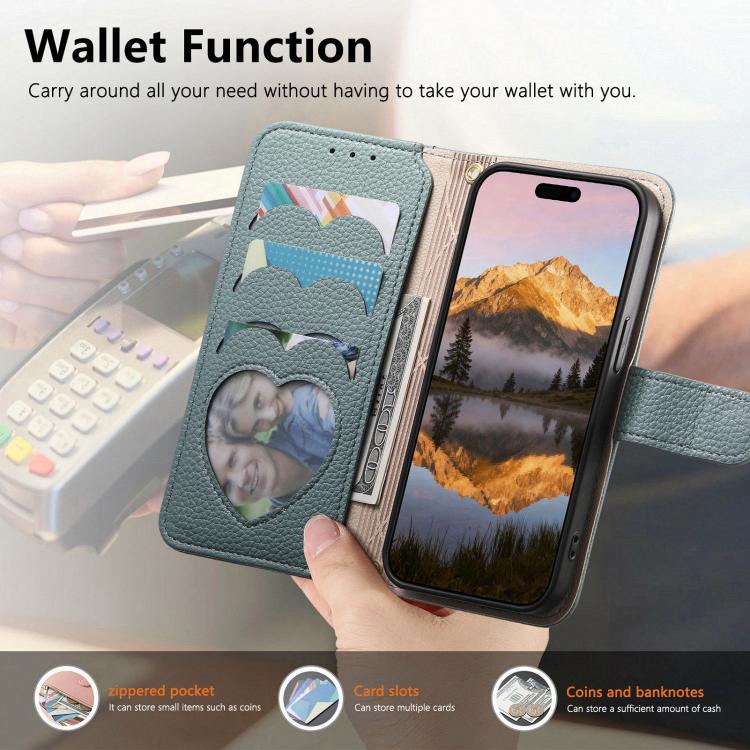 For Samsung Galaxy A25 5G Fantasy Love Heart Zipper Wallet Vegan Leather Phone Case with Strap