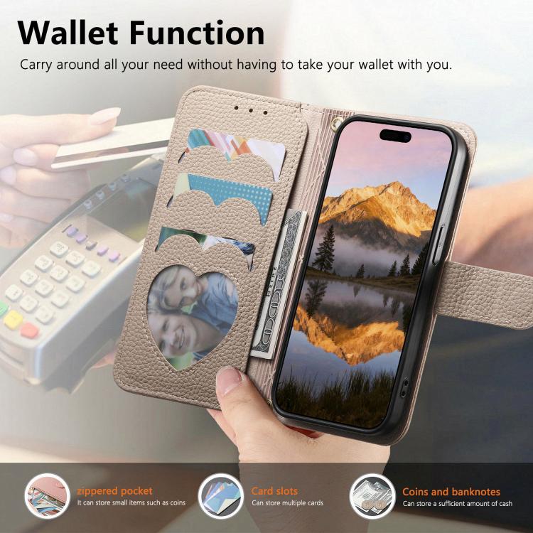 For Samsung Galaxy A17 Fantasy Love Heart Zipper Wallet Vegan Leather Phone Case with Strap