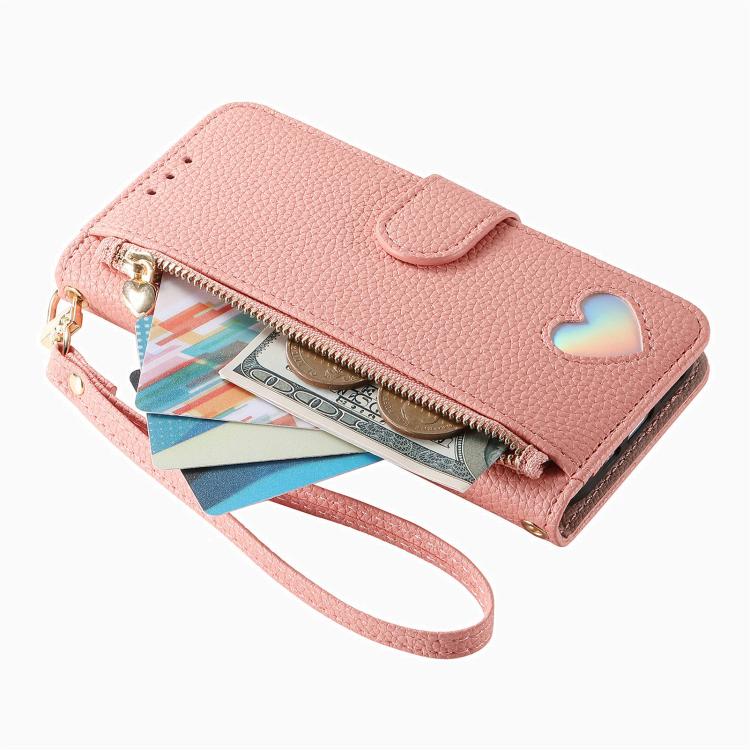 For Samsung Galaxy A17 Fantasy Love Heart Zipper Wallet Vegan Leather Phone Case with Strap