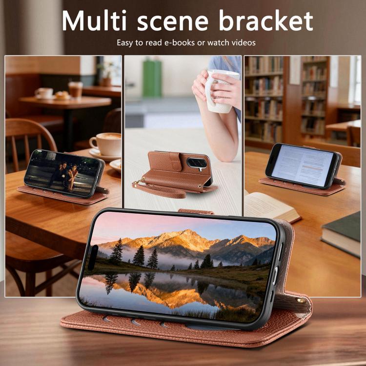 For Samsung Galaxy A16 Fantasy Love Heart Zipper Wallet Vegan Leather Phone Case with Strap